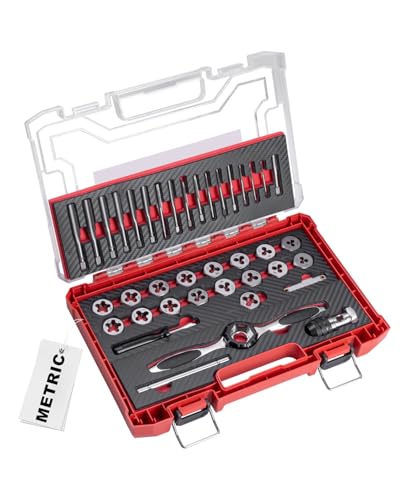 ROTATION 39-Piece Metric Tap and Die Set, M3-M12 Thread Repair Kit