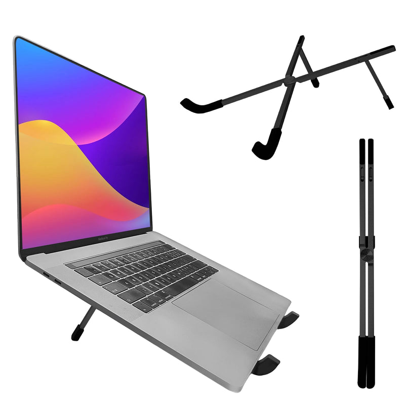 Protable Laptop Stand for Desk,Foldable Laptop Riser Holder,Ventilated Cooling Notebook Mount Computer Stand for 10-15.6” Laptops,Tablets，Aluminum (Black) Black