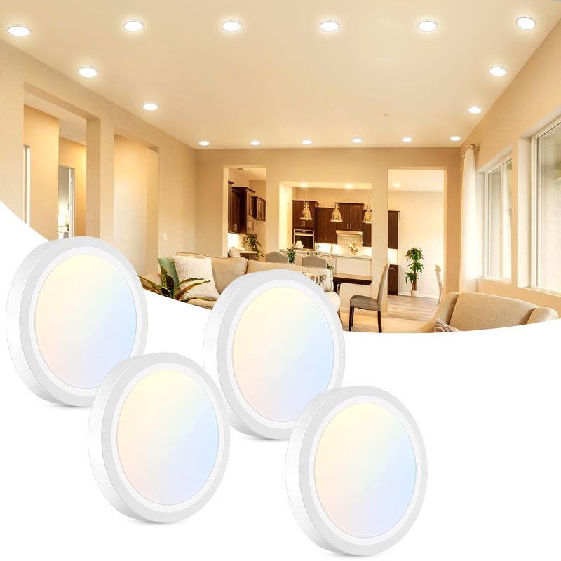 libtit 4Pack 4.7 Inch Small LED Ceiling Lights Flush Mount, 3000K 4000K 6500K Adjustable, 7W 700LM White Round Disk Light Fixture for Closet Basement Bathroom Hallway Kitchen Office Garage 4.7In-4Pack