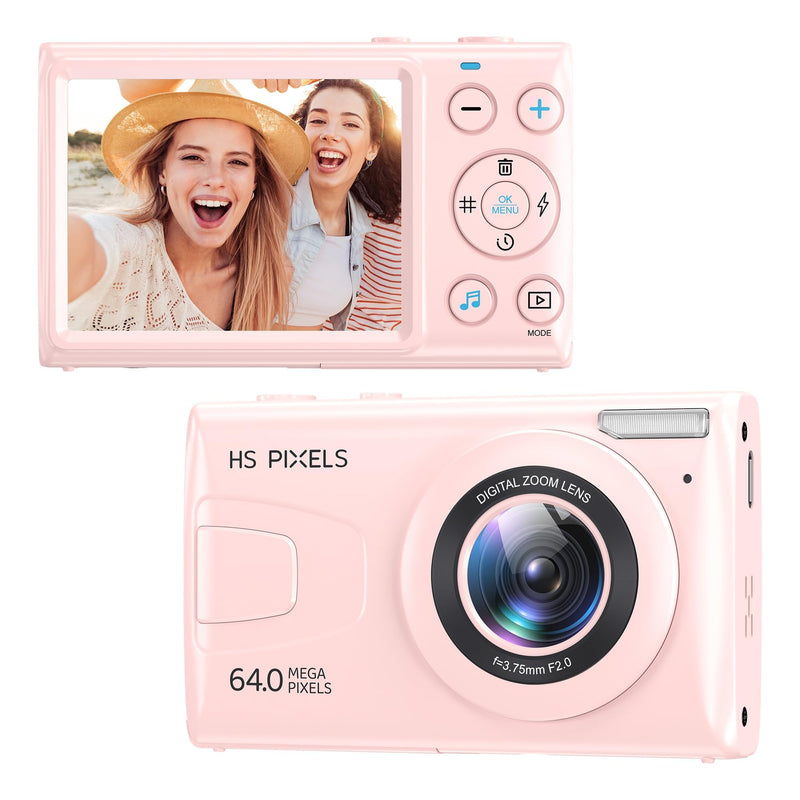 4K Pink Digital Camera Without SD Cards-Point and Shoot Camera with Flash,Easy to Use,Perfect for Beginners,Ideal for Travel,Birthday Gift and Daily Use