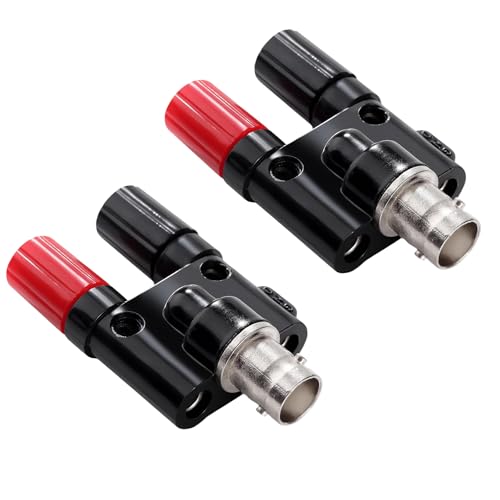 BNC Female to 2 x 4 mm Dual Banana Socket, RF Coaxial Splitter Double Connector Jack, BNC Male to Dual Banana Jack, Binding Post Coaxial Adapter for Oscilloscope Cable Pack of 2 BNC socket