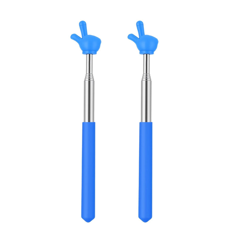 Mini Finger Pointer Sticks for Classroom, Retractable Teacher Hand Pointer, Telescopic Finger Pointer for Kids Reading & School Presentation Supplies (Blue, 2 PCS)