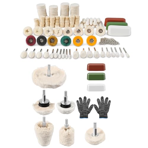 6PCS 1/8" Shank Drill Buffing Wheels with 3PCS Polish Compound, 137Pcs Buffing Wheel Polishing Kit with Polish Compound Buffing Pad Polishing Wheel Tool Kits