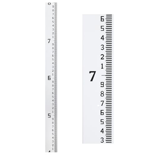 Depth Gauge, Water Level Gauge (Hundredths, Tenths, Teet), Heavy-Duty Ruler-Style Water Level Indicator, All-Weather Water Level Tool, Rust-Resistant, with Pre-Drilled Holes (4-8 Feet) 4-8 Feet