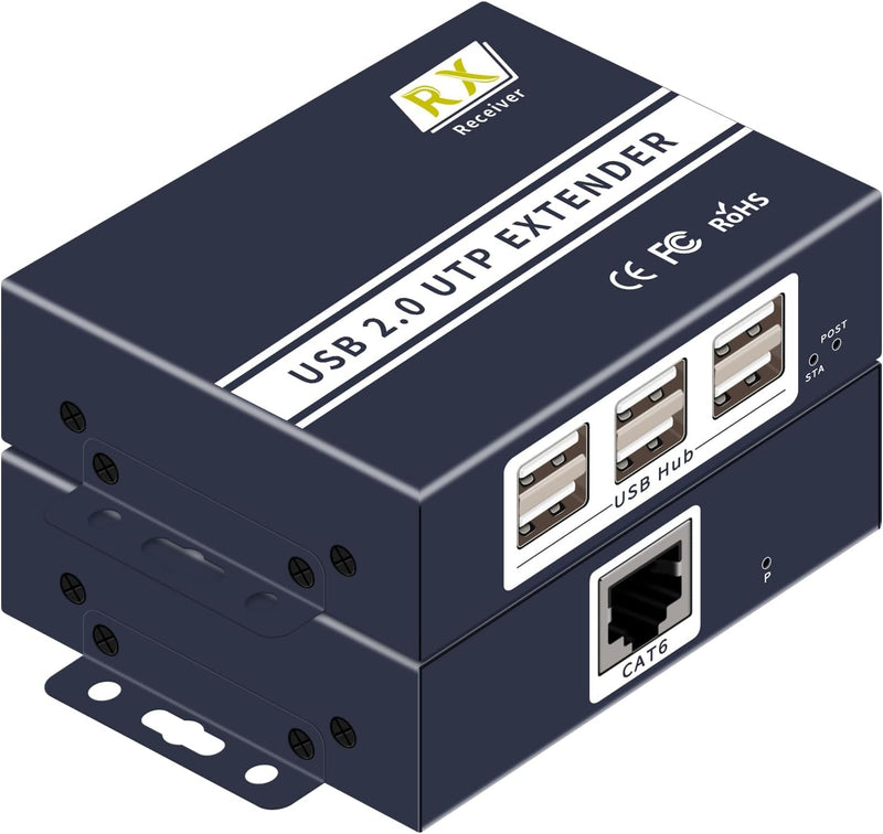 USB Extender Over ethernet cat5e cat6/7 up to 492FT/150m，6 Port UBS2.0,Plug and Play,USB ethernet Extender Over rj45. No Driver,Supports All Operating System, Keyboard and Mouse Over Ethernet.
