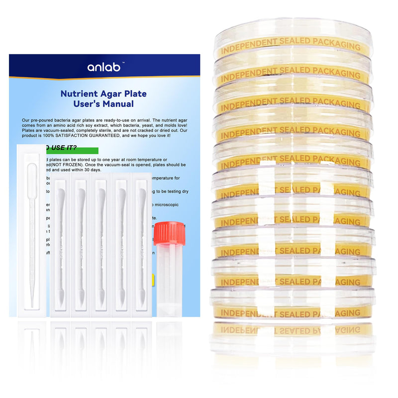 Nutrient Agar Petri Dishes Science Project Kit | Pre-Poured Agar Plates and Cotton Swabs for Science Experiments | Bacteria Science Kit - Sealed Separately (Items of 30)