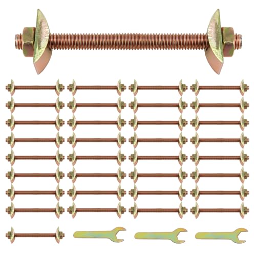 SINJEUN 30 PCS Countertop Connector Bolts, M8 x 100mm Furniture Fastening Connectors with Wrench, Miter Draw Bolt Countertop Flip Joint Connector for Bed Frame, Furniture, Tabl