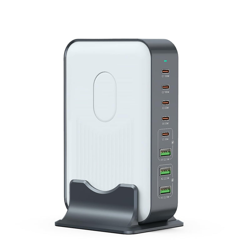 8 in 1 USB C Fast Charger Block, 8 Ports Chagring Station, Dual 100W PD PPS HUB for Multiple Devices, Laptop Adapter Compatible with MacBook Pro/Air iPad iPhone Pro Max, Galaxy, Dell, HP