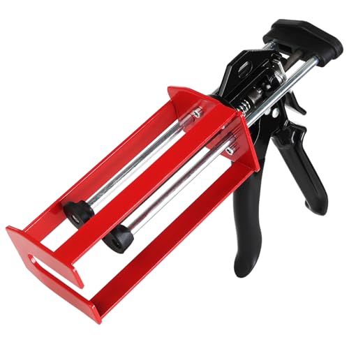 200ml Dual Cartridge Epoxy Gun, 1:1 & 2:1 Ratio Manual Adhesive Applicator for 2-Part Epoxy, Dual Component Glue, Panel Bonding, Structural Repairs, Fillers, and Plastic Repair Red