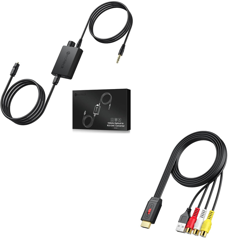 Neoteck Audio Kit: 192kHz Digital to Analog Converter & RCA to HDMI Converter, Optical to 3.5mm, Volume Adjustment, AV to HDMI Cable