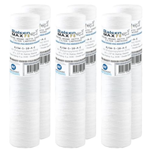 5 Micron 10" x 2.5" String Wound Sediment Water Filter Cartridge 6 Pack 06 Pack