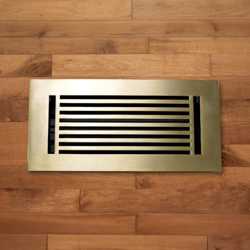 Madelyn Carter 4 x 14 Cast Aluminum Linear Vent Cover - Satin Brass 5.8" x 15.8" x 2.5"