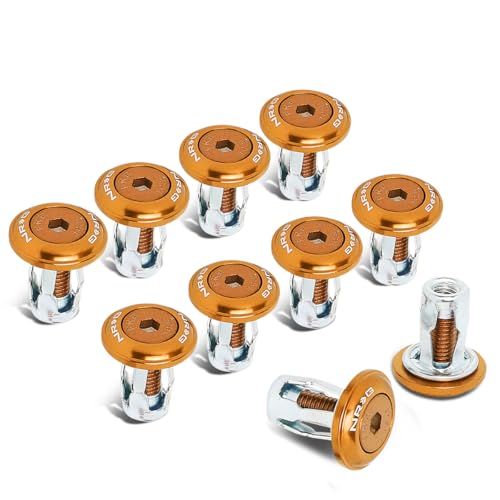 NRG Innovations Fender Washer Kit, 10-Piece Rose Gold Bolts and Washers Set, M6 x 1 Thread, for Plastic Trim & Universal Rivets, NRG-FW-150RG