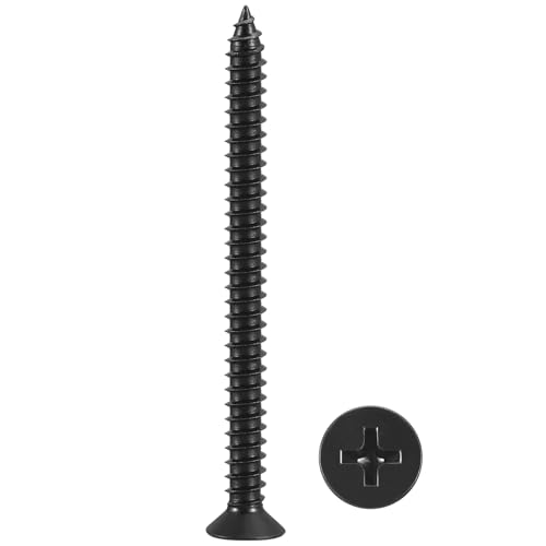 METALLIXITY 100Pcs #12x3-1/4 Countersunk Phillips Wood Screws SS304 #12x3-1/4" Black 100