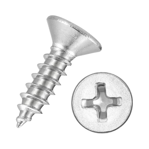500pcs Phillips Wood Screws - [#6x1/2] Carbon Steel Silver #6x1/2" 500