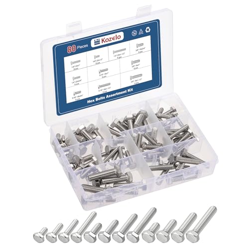 80 Pcs Hex Head Screws Bolts - 1/4",5/16",3/8" 316 Stainless Steel