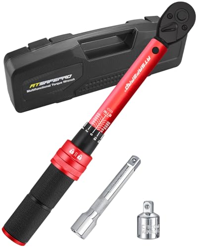 ATsafepro 3/8 torque wrench 20-240 in.lb, Inch Pound Torque Wrench Set with Extension & 3/8" to 1/4" Adapter - ±3% Accuracy, Dual-Direction 72-Tooth for Bike, Motorcycle, Car & Engine Maintenance 3/8" 20-240 IN.LB Torque Wrench Set