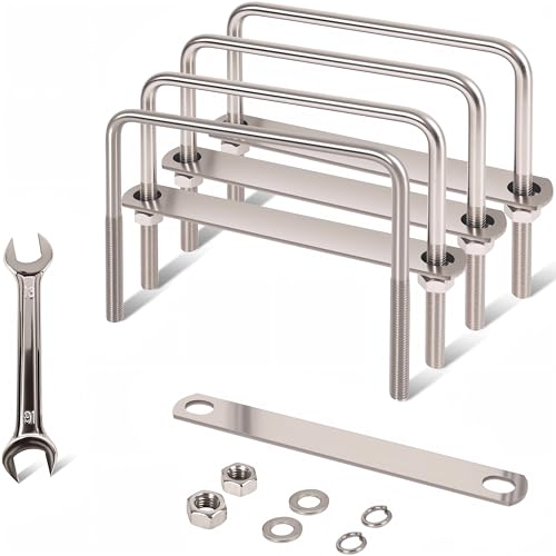 4 Pcs M10 Square U Bolts 6 Inch Wide, 3/8" x 6"W x 5-1/8"L M10 x 6"W x 5-1/8"L 4