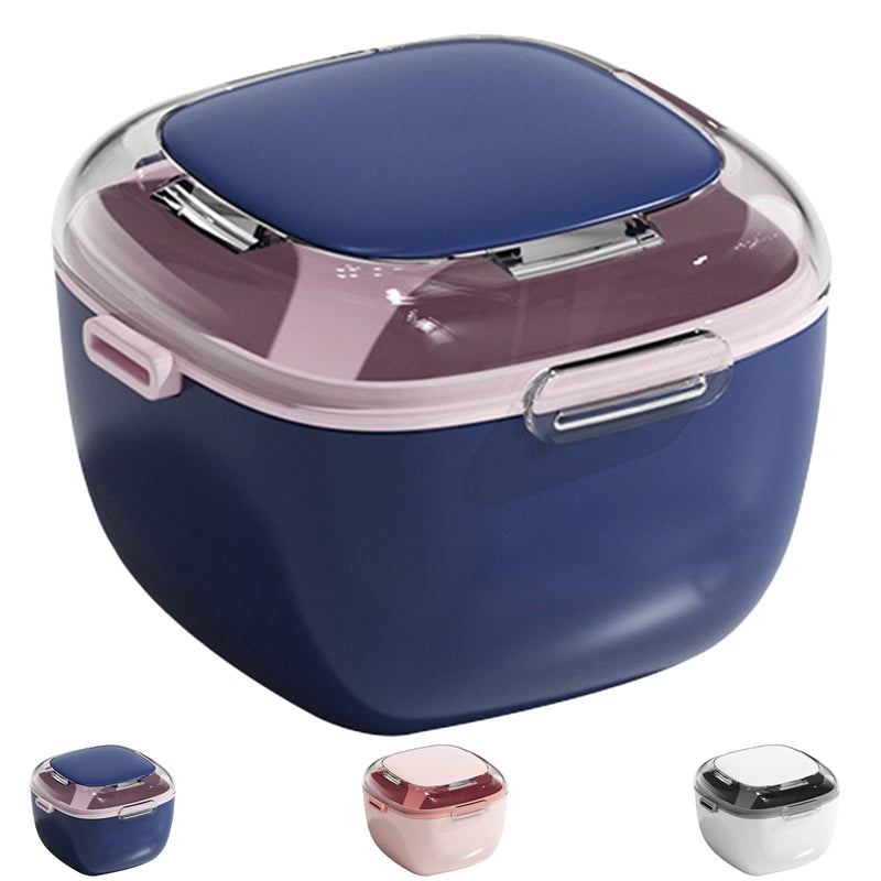 Storage Box for Braces, Dental Splint, Prosthesis & Teeth | Braces Box with Mirror, Brush & Rinsing Basket | Tooth Box for On the Go | Single Piece | Grey (Light Blue)
