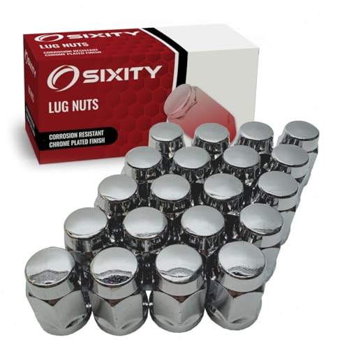 Sixity Auto 20 pc Chrome Plated Bulge Acorn Wheel Lug Nuts 9/16-18tpi 1.4"