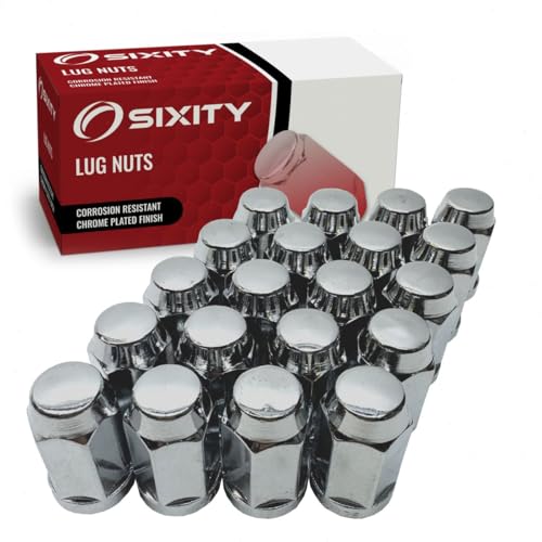 Sixity Auto 20 pc Chrome Plated Bulge Acorn Wheel Lug Nuts M12x1.75mm 1.9"