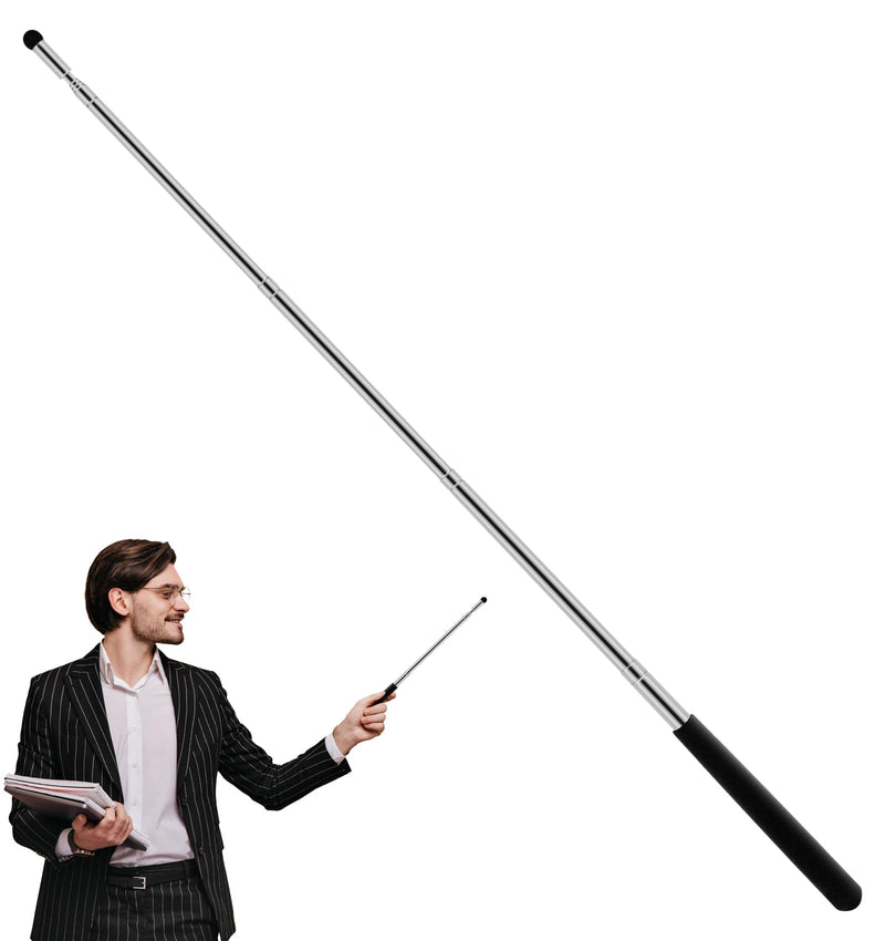 Telescoping Pointer Retractable, 39.5" Retractable Stick with Smooth Sensitive Long Stylus Pen for Touchscreen, Extendable Pointer for Teachers Presenters Classroom Use, Black