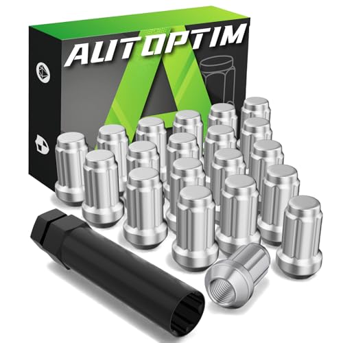 AUTOPTIM 7/16-20 Spline Lug Nuts - 20Pcs Chrome Closed End Nuts with Socket 7/16"-20 20 Pcs