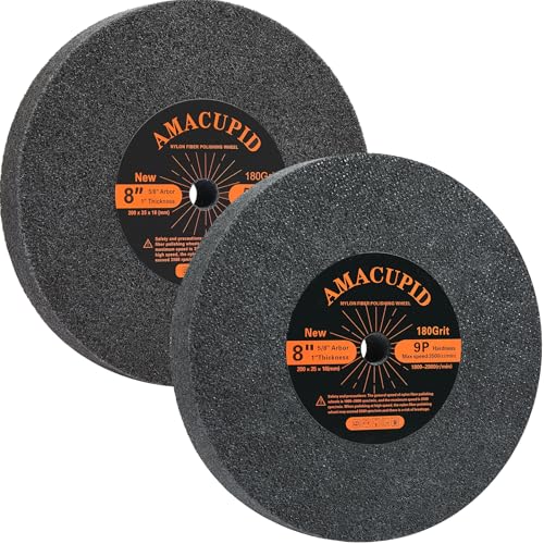 Deburring Wheel Brushed Buffing Wheels. For Bench Grinding Polishing Machine. Polishing Stainless Steel Copper and Aluminum. 8 inch Diameter,5/8 inch Arbor,1 inch Thickness,180 Grit