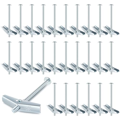 Yaocom 100 Pcs 3/16" X 3" Toggle Bolts and Wing Nut Wall Anchor for Drywall 1 3/16" X 3"