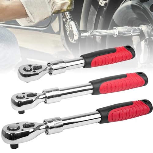 Extendable Ratchet Wrench Set, 1/4 3/8 1/2''Flex Head Socket Ratchet Wrench