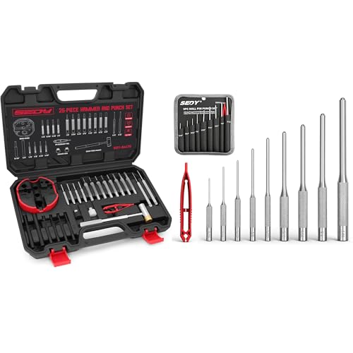 25-Piece Punch Set and Hammer & 9-Piece Roll Pin Punch Set