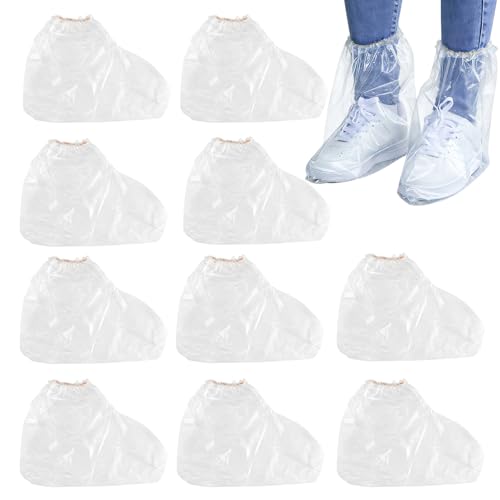 10 Pairs Shoe Covers Waterproof Disposable for Men and Women | Waterproof rain shoe covers with elastic, transparent overshoes, waterproof, disposable boot covers