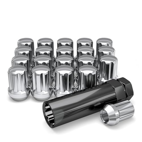 White Knight M12x1.50 Seven Spline Acorn Lug Nut with Key for Select AFTERMARKET or Factory Wheels with Regular 0.90" Diameter Seating (Triple Layer Chrome Plated) - 3807D-20AM (20 Pack) 7 Spline Standard Seating