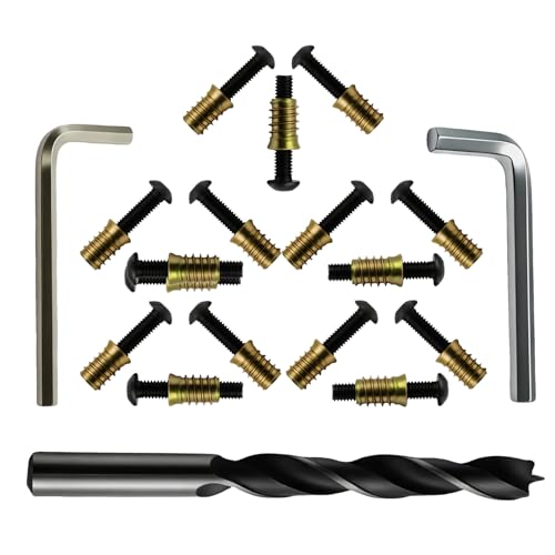 3/8"-16 Furniture Threaded Insert Kit, 15 Zinc-Plated Inserts (25mm) & 15 Grade 10.9 Bolts (2"), with 10mm & 5.5mm Wrenches and 13mm Drill Bit for Heavy-Duty Wood Furniture Repair and Assembly 3/8"-16 × 25 mm(Inserts) + 3/8"-16 × 2"(Bolts)