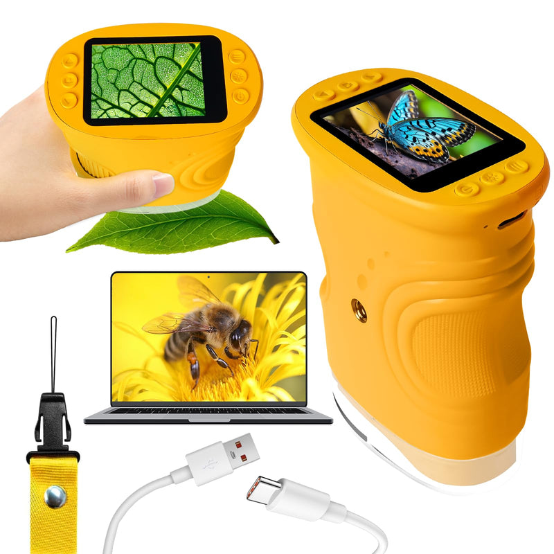 LURICO Digital Microscope for Children, 1000X Portable Pocket Microscope with 4K 2.0 Inch Screen, Children's Mobile Phone Microscope Magnifying Glass, Supports Photo and Video Functions, Mini Microscope for Adults / Children | 4K 2.0" Screen Children...