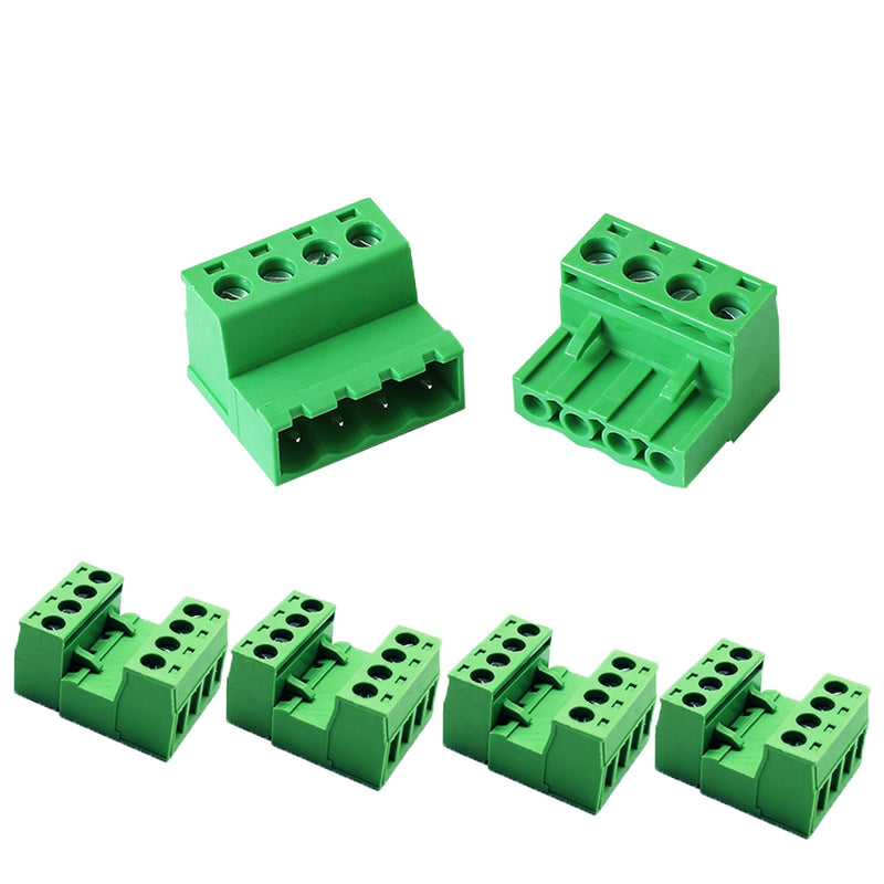 5 Pairs 5.08 mm Screw Terminals 4-Pin Male and Female Terminals, Connector Terminals 4P-5 Set