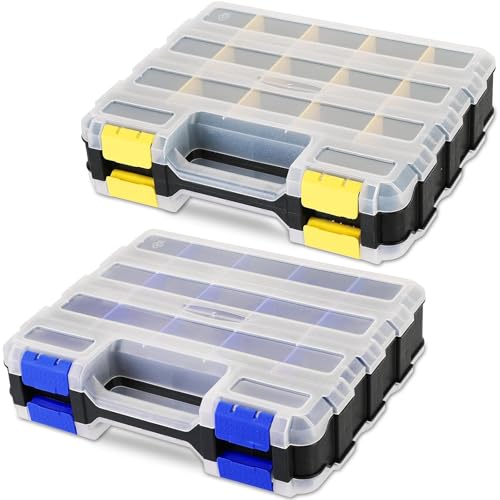34-Compartments Double Side Organizer Box (Yellow and Blue)