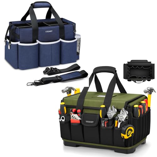Ytonet Heavy Duty Tool Bag 16-Inch, 46 Pockets Electrician Tool Bag for men with Hard Bottom & Waterproof Pocket, 1680D Tear-Proof Toolbox Organizer