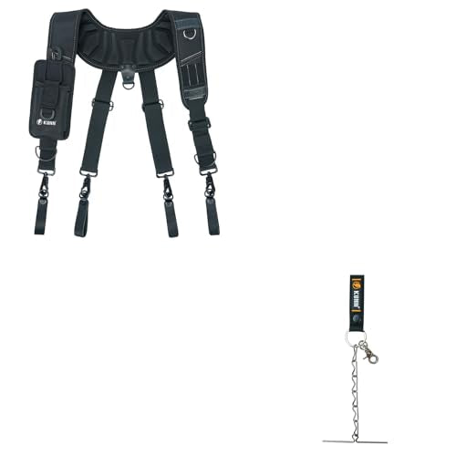 KUNN Leather Tool Belt Suspenders Construction Bag Suspenders & Electrical Tape Holder