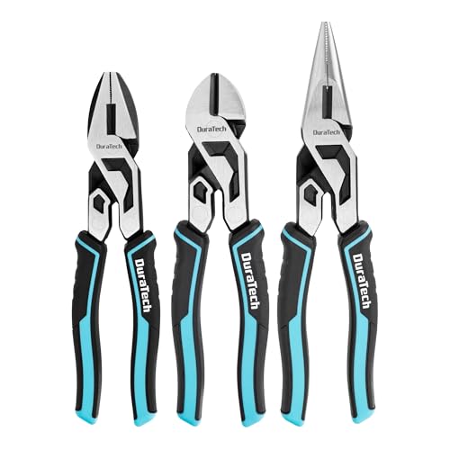 DURATECH 3-Piece Compound Pliers Set with Wire Cutter & Threaded Hole