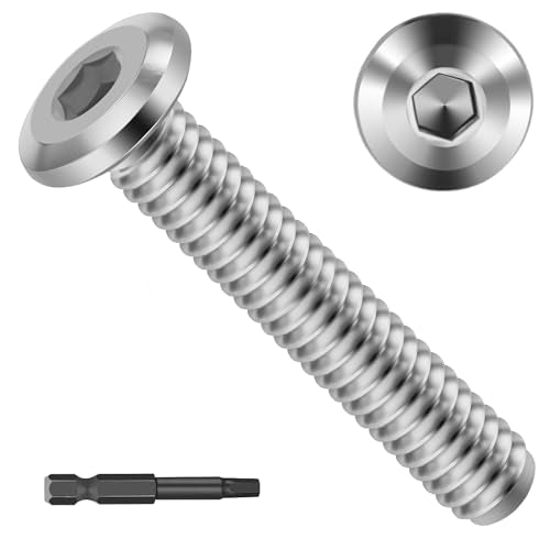 Hurricane Shutter Screws 1/4-20 x 1-1/2'', 304 Stainless Steel Sidewalk Bolts, Rust-Resistant and Weatherproof Fasteners Hardware, Hex Socket Head Furniture Bolts with Drill Bit (100-Pack) 1/4X1-1/2'' 100
