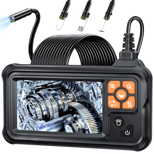 SKYBASIC Industrial Endoscope Borescope Camera with Light, 4.3'' HD Digital Handheld Waterproof Sewer Tools Snake Inspection Camera with 8 LED Lights 32.8FT Semi-Rigid Cable, Cool Gift Gadgets for Men