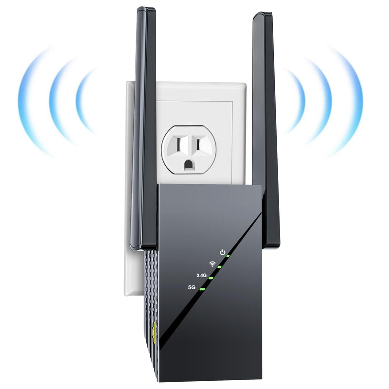 2025 WiFi 6 Extender Internet Booster for Home, Longest Range up to 18k sq. ft, 3Gbps Dual Band Faster Speed Access Point, Wireless Internet Repeater with Gigabit Ethernet Port, Mesh WiFi, 1-Tap Setup black