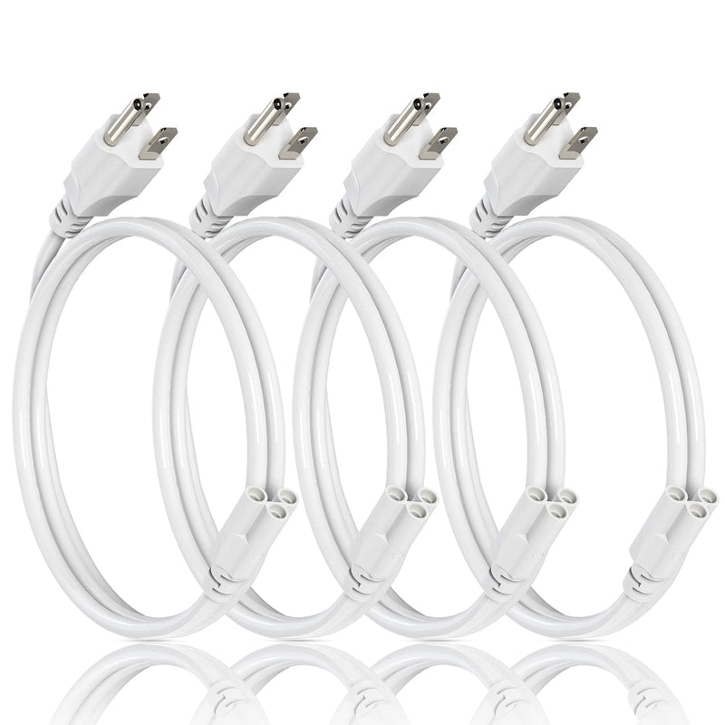 JESLED T8/T5 4FT Integrated LED Tube Light Fixture AC Power Cord Cable with 3-Prong US Plug for Garage, Workshop, Warehouse Commercial Lighting (4-Pack) 4FT POWER CORD