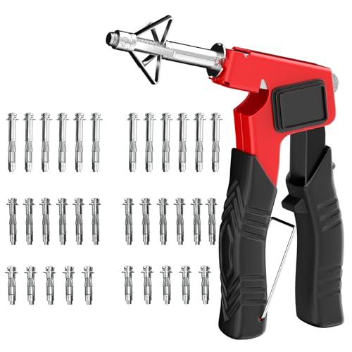 BURMONG Heavy Duty Molly Bolts for Drywall (0.12"-1.28") - 34PCS in 3 Sizes Metal Hollow Wall Anchors & Screws Kit, Includes Setting Tool, Works on Drywall, Hollow Wall & Plaster