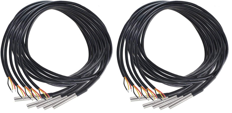 HiLetgo 5pcs DS18B20 Temperature Sensor Temperature Probe Stainless Steel Package Waterproof 1M (Pack of 2) Small (Pack of 2)