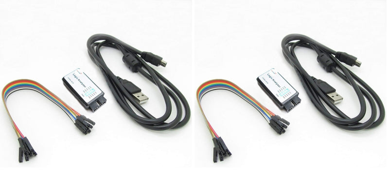 HiLetgo USB Logic Analyzer Device with EMI Ferrite Ring USB Cable 24MHz 8CH 24MHz 8 Channel UART IIC SPI Debug (Pack of 2) Small (Pack of 2)