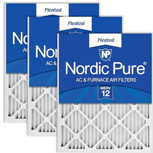 Nordic Pure 20x22x1 Pleated MERV 12 AC Furnace Filters 3 Pack