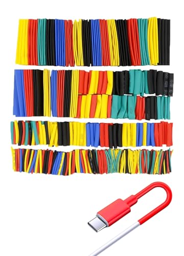 Heat Shrink Tube Set 328 Pieces, Heat Shrink Connector, Waterproof, Insulation Tape Colored Set, Perfect for Electrical Insulation Cable Repairs and Wire Connections