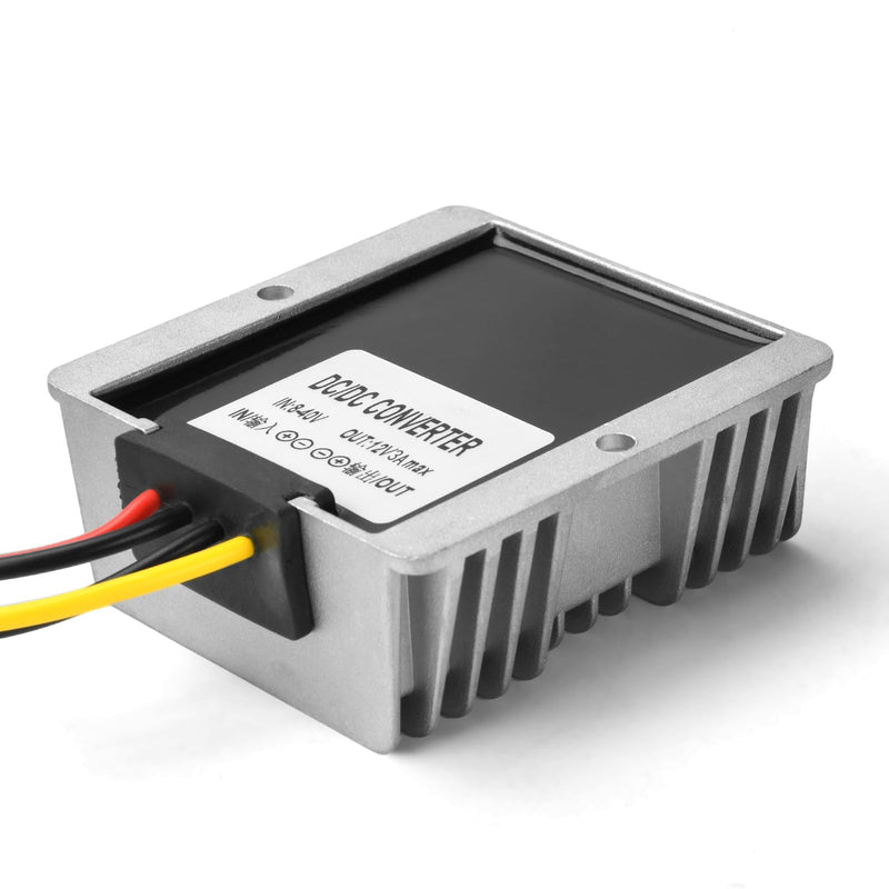 DC-DC 8-40V to 12V Voltage Converter 3A 36W, Aideepen Voltage Regulator 8-40V Step Down Converter, Aluminum Shell Waterproof Voltage Stabilizer 12 V, 3 A, 36 W
